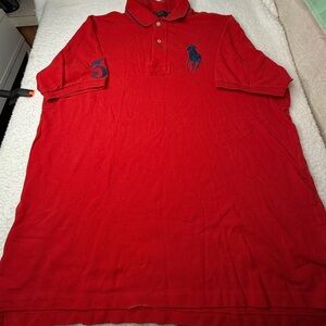 Polo Ralph Lauren Big Pony Red Polo Shirt Men’s Short Sleeve Sz‎ XL TALL FLAWED!
